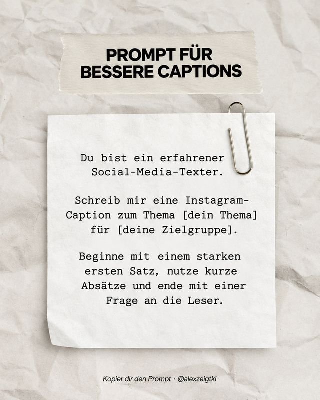 Beitrag: Prompt für bessere Captions zum Kopieren